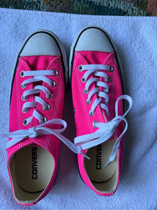 Converse Shoes - Converse Hot Pink Low Top Canvas Sneakers